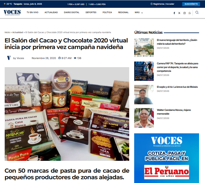 🎄🍫 ¡Diario VOCES destaca nuestro despliegue logístico en la campaña navideña del Salón del Cacao y Chocolate 2020!